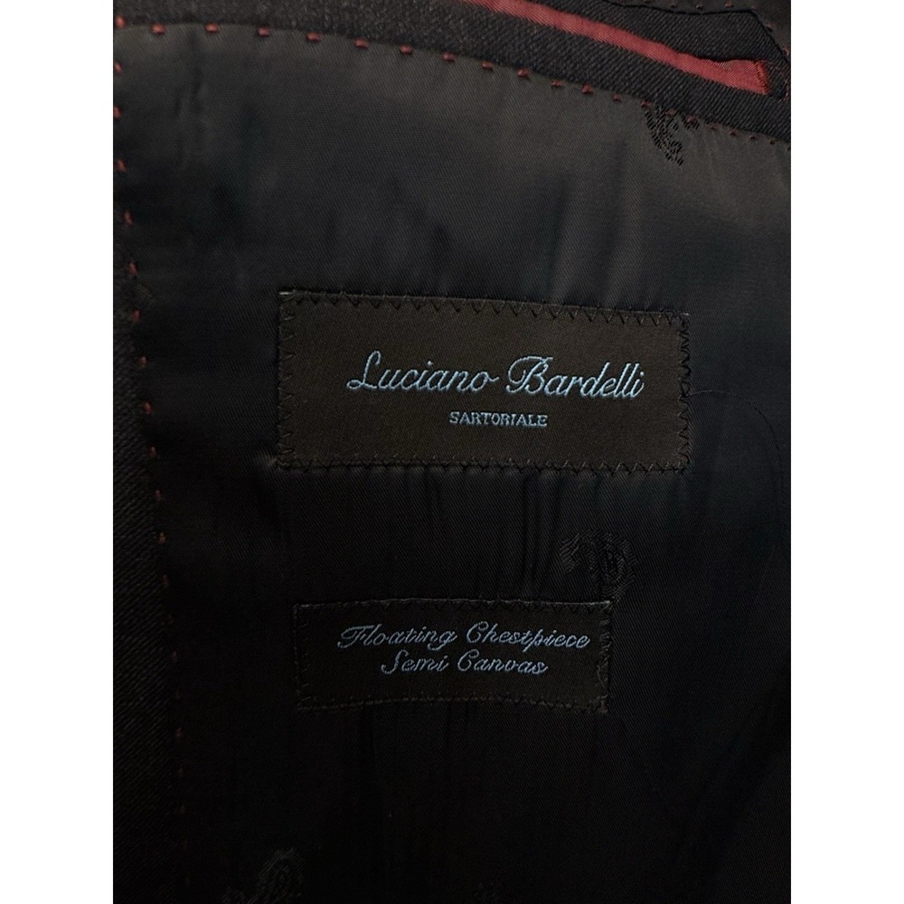 Luciano Bardelli Mens Sport Coat Blazer 38R Black Wool Cashmere Italy Super 150s - Picture 4 of 12